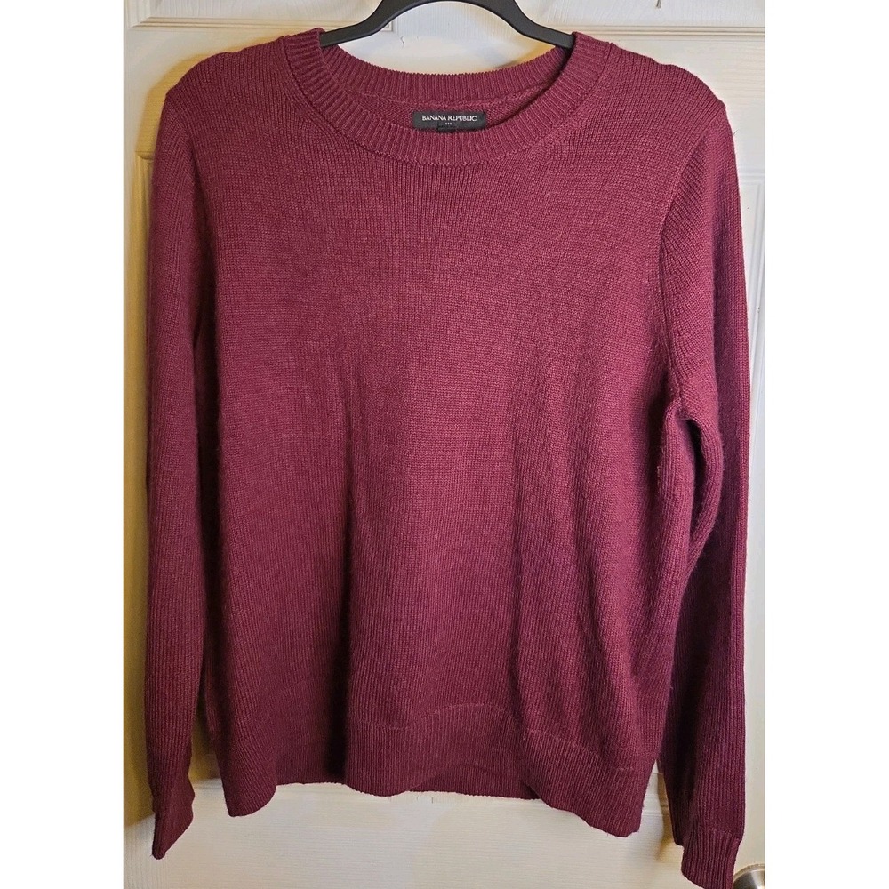 Banana Republic Sweater Womens Large Burgundy Maroon Crewneck Pullover Knit L
